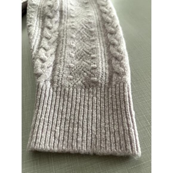 J Crew Sz L Cable Knit Sweater Lilac Alpaca Cottage Preppy Cozy Feminine Soft - Picture 9 of 14
